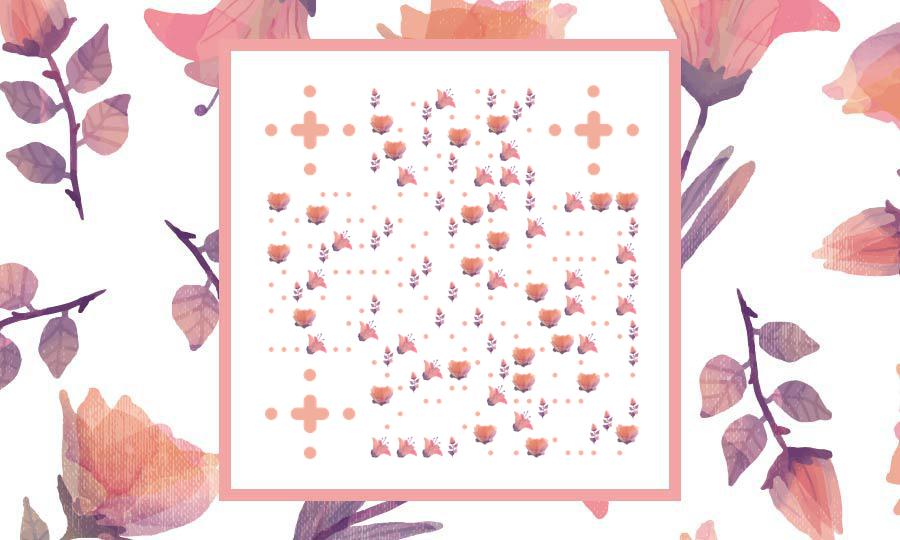 水彩花清新花朵装饰花纹印花二维码生成器-平面静态-公众号图