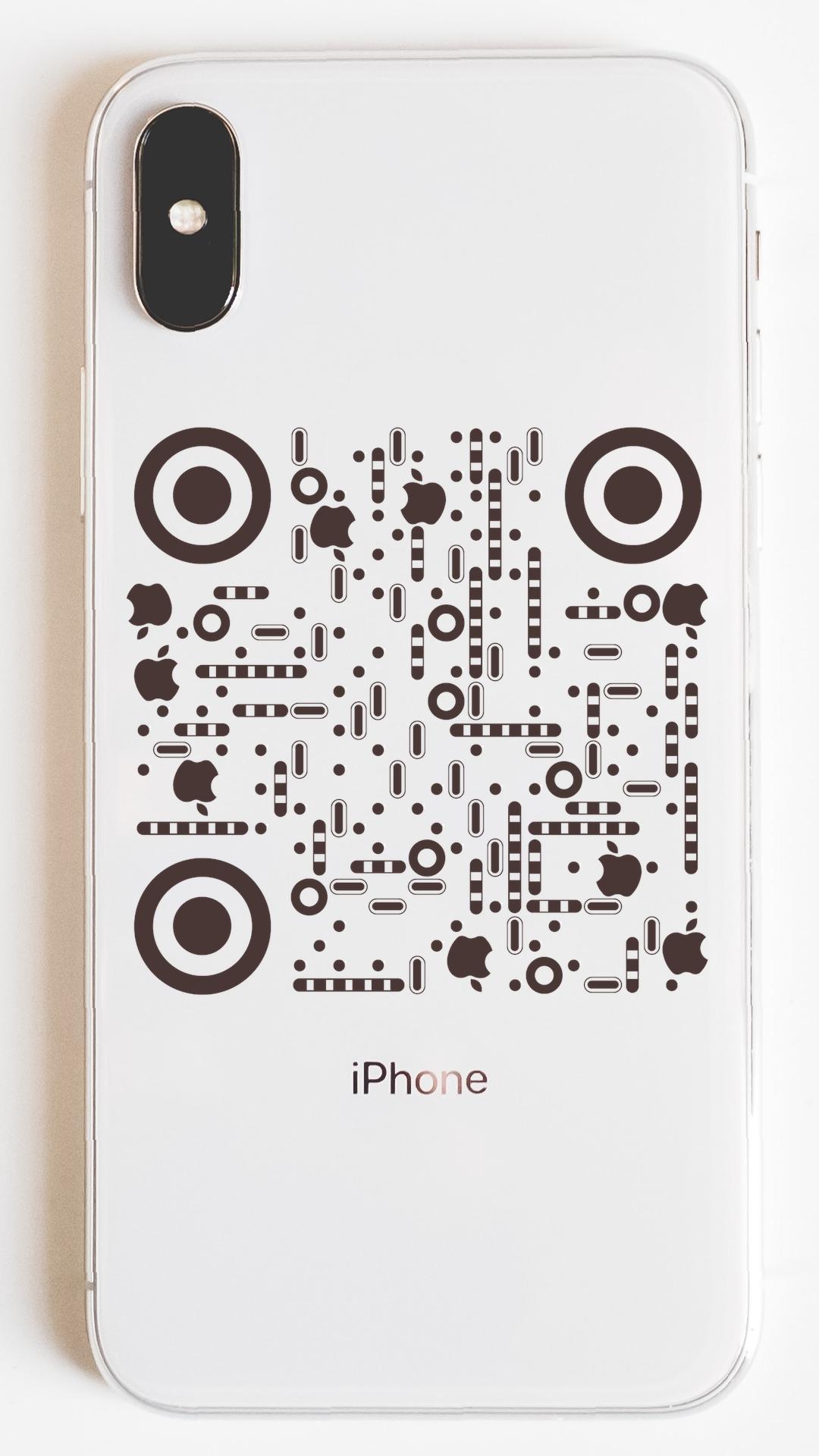 iPhone白色手机壳长按解锁二维码-手机海报-平面静态