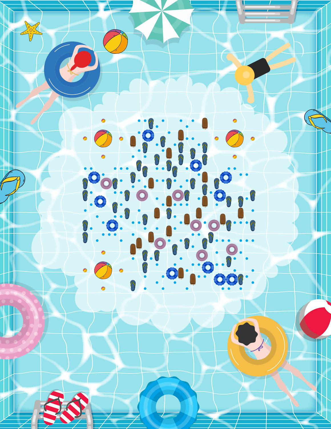 夏日游泳池蓝色夏天清凉水面二维码生成器-平面静态-微信名片