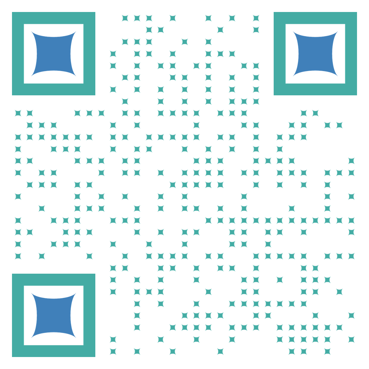 收缩方形蓝绿星耀二维码生成器-平面静态-无背景码