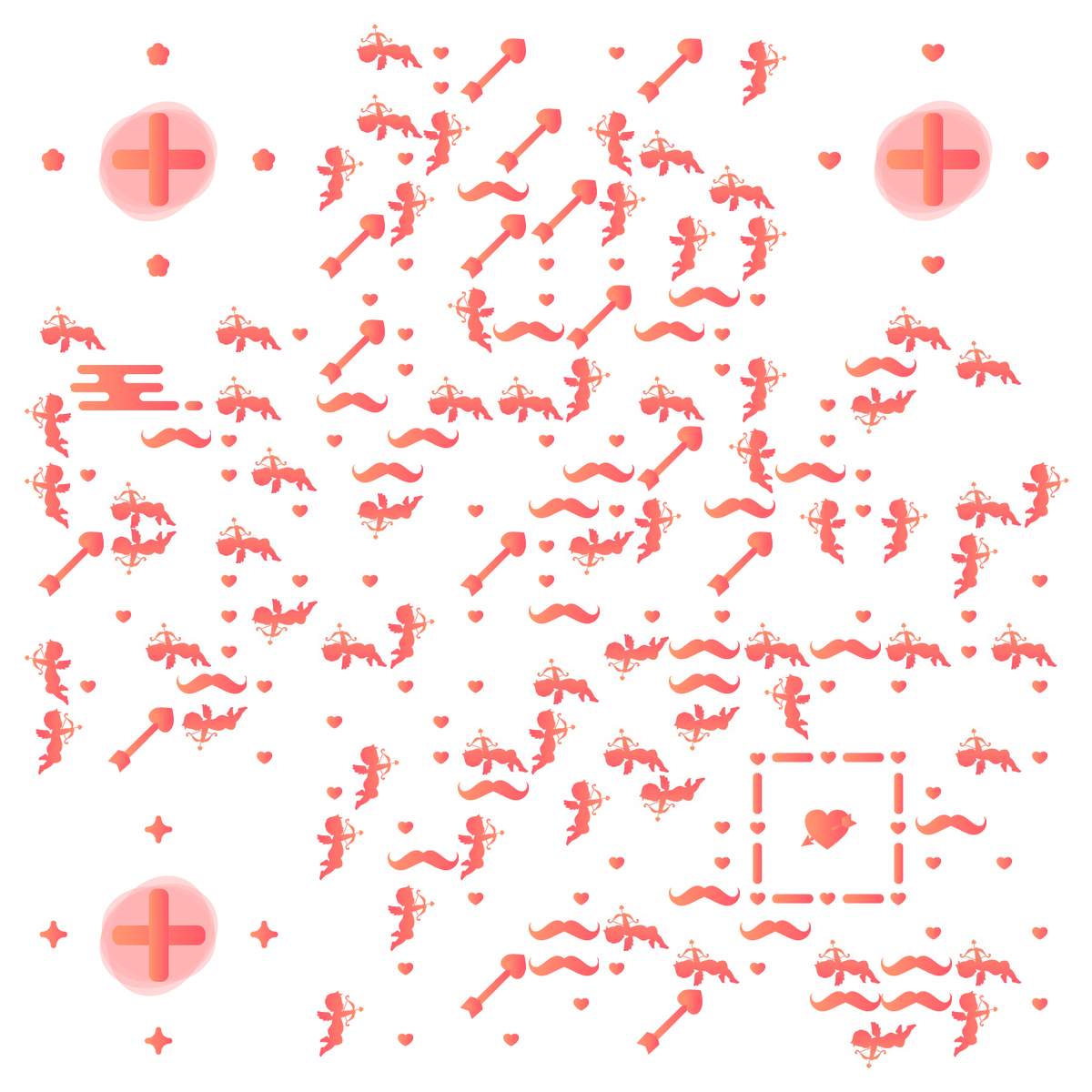 七夕浪漫爱神丘比特之箭520粉色告白二维码生成器-平面静态-无背景码