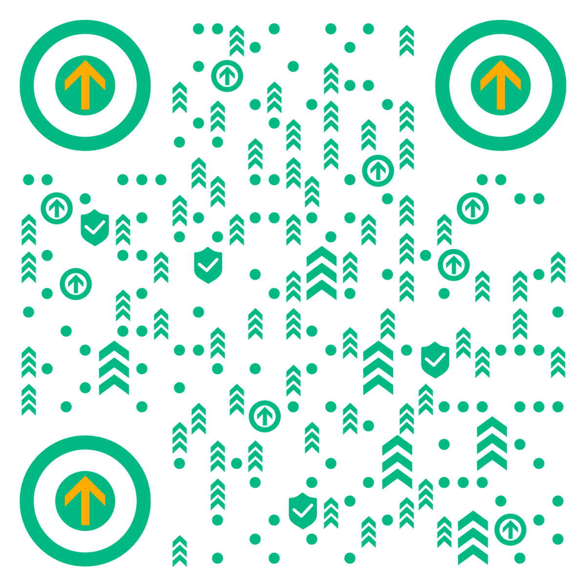 箭头绿色盾牌通行健康码二维码生成器-平面静态-无背景码