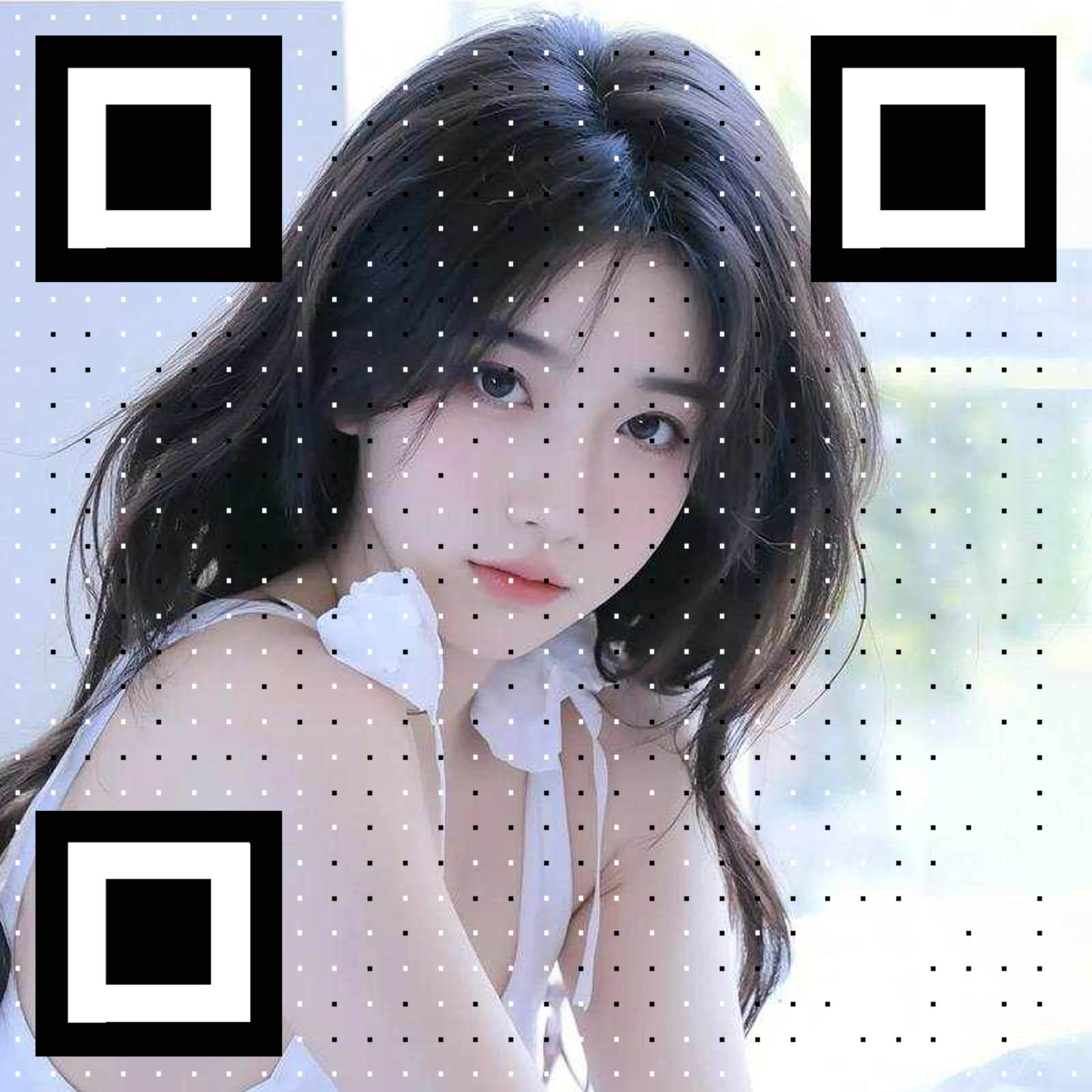 时尚方码居家长发女孩随机点阵隐藏二维码二维码生成器-平面静态-正方形码