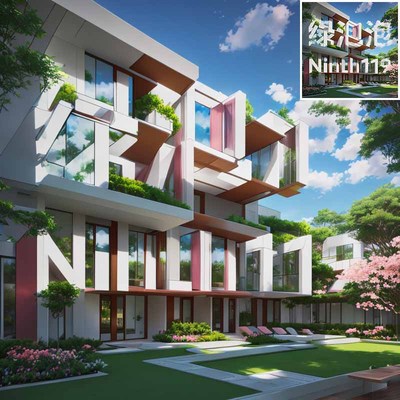 抖头叠墅花园AI艺术字-第九工场字体生成器