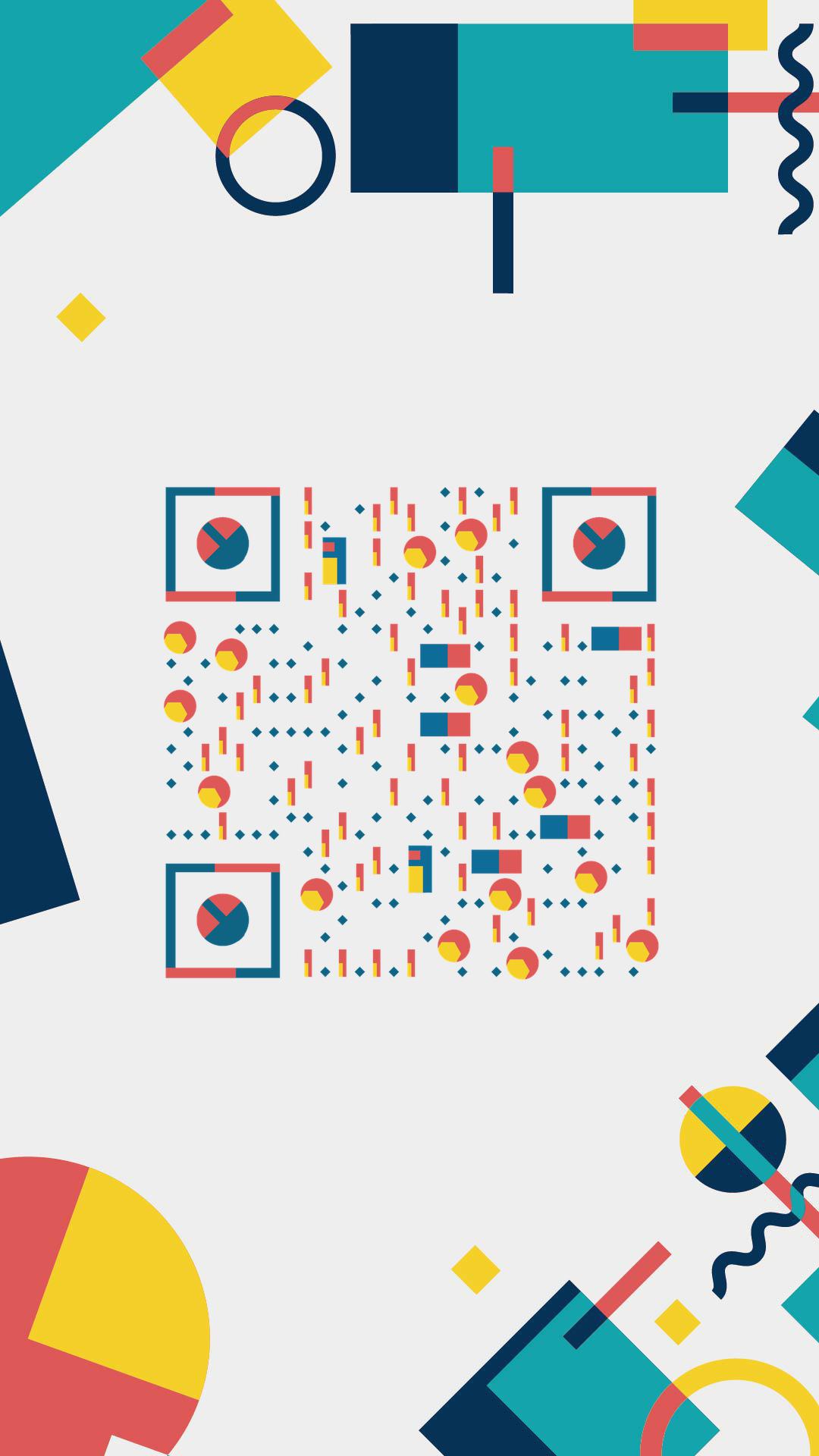 拼接的色块撞色时尚几何图形二维码生成器-平面静态-手机海报