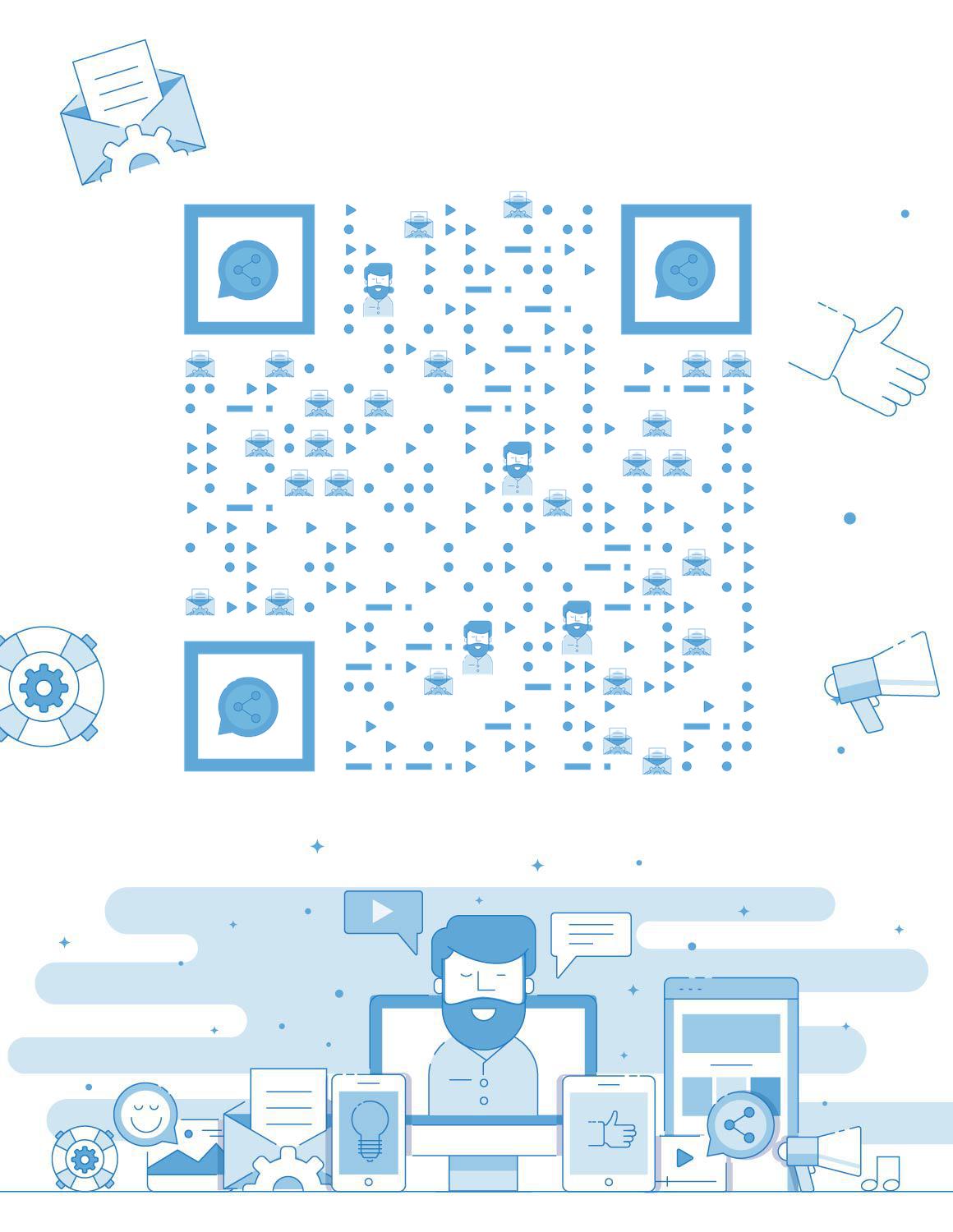 办公室线条蓝色简约商务互联网二维码生成器-平面静态-微信名片