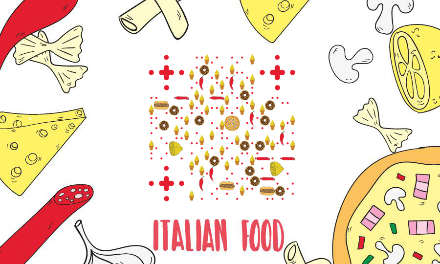 意大利美食快餐二维码-公众号图-平面静态