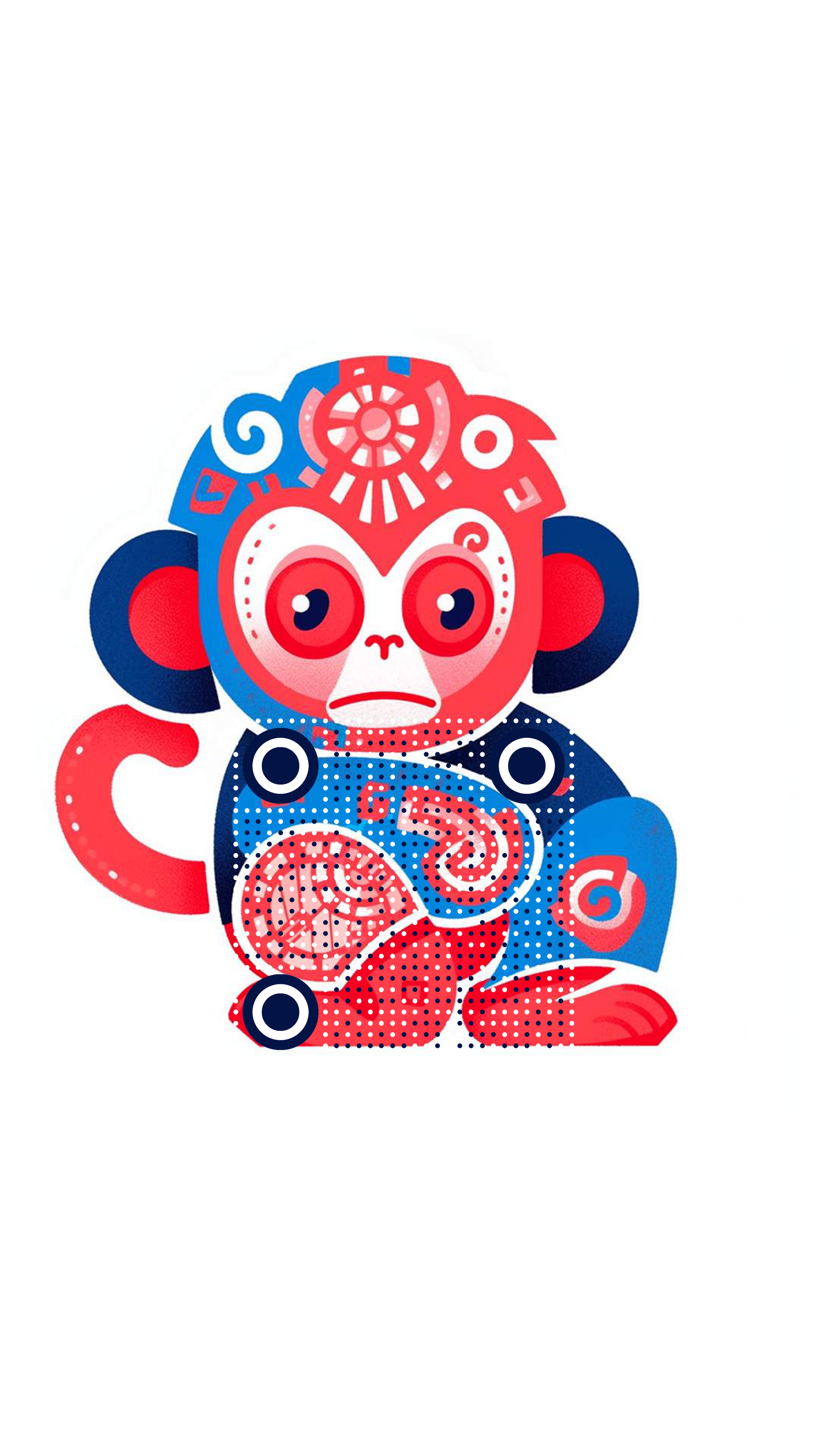 十二生肖贴纸12生肖之猴可爱卡通申猴二维码生成器-平面静态-手机海报