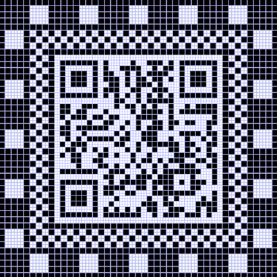 棋盘格子马赛克蓝黑隐藏二维码二维码生成器-平面静态-正方形码