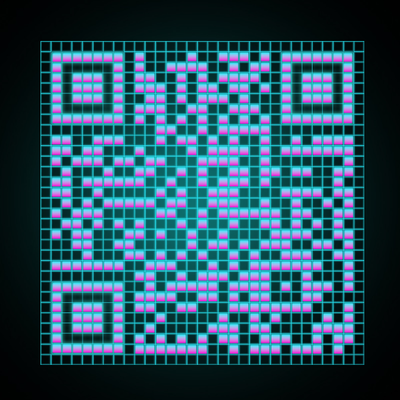 粉蓝渐变方块棋盘格黑色背景个性二维码二维码生成器-平面静态-正方形码