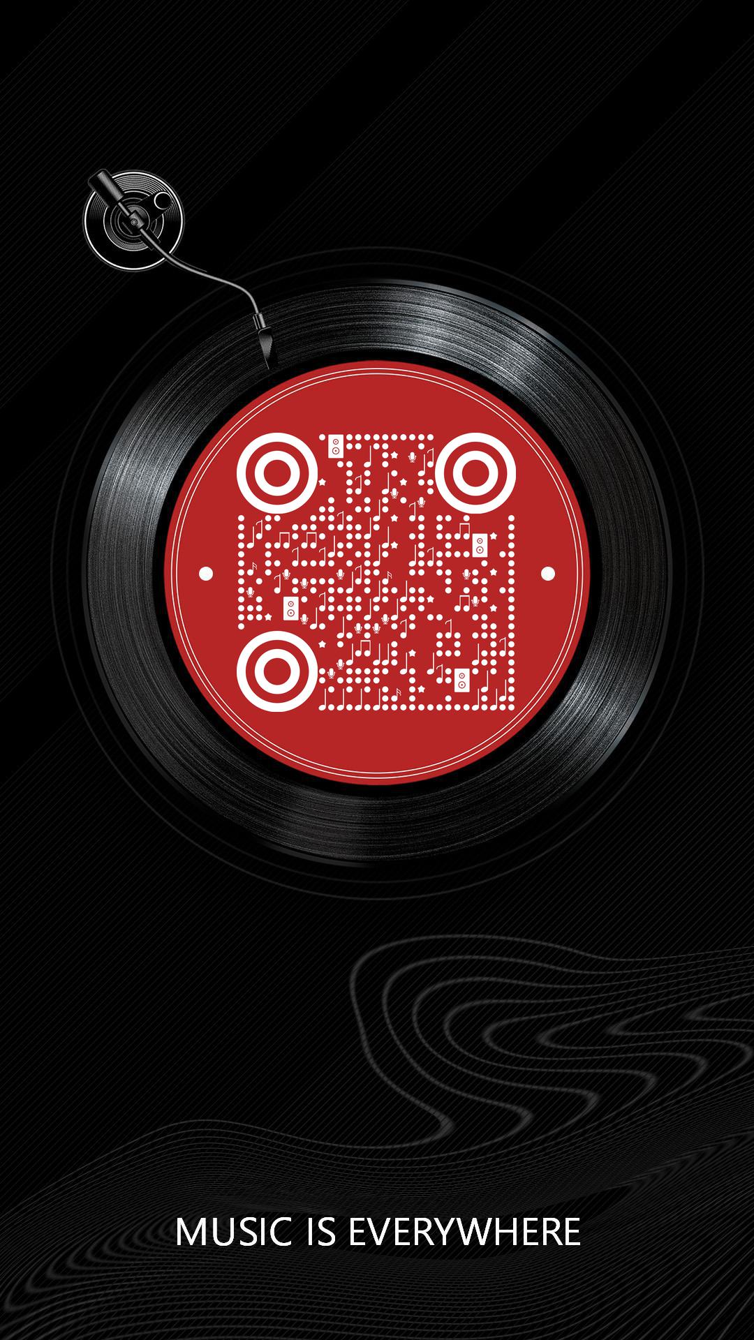 音乐无处不在黑胶唱片音符怀旧二维码生成器-平面静态-手机海报