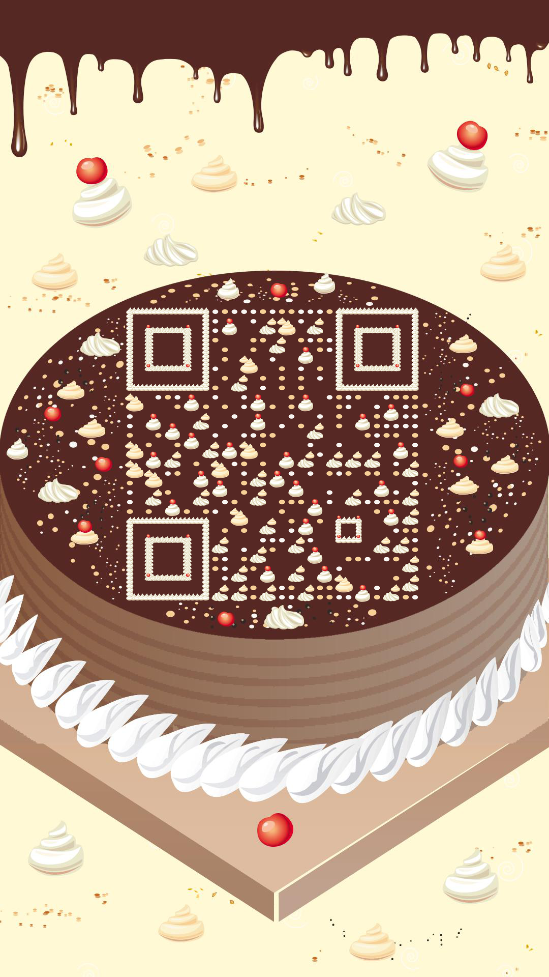 蛋糕房奶油生日庆祝甜品二维码生成器-平面静态-手机壁纸