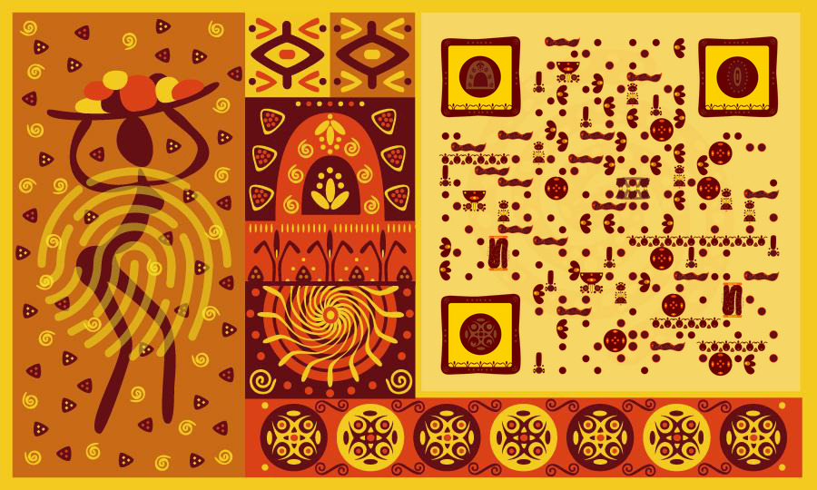 橙色部落非洲图腾符号二维码生成器-平面静态-公众号图