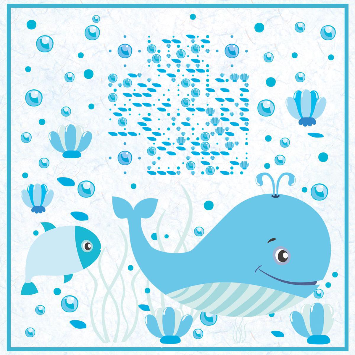 遇见海底世界海豚蓝色卡通二维码生成器-平面静态-正方形码