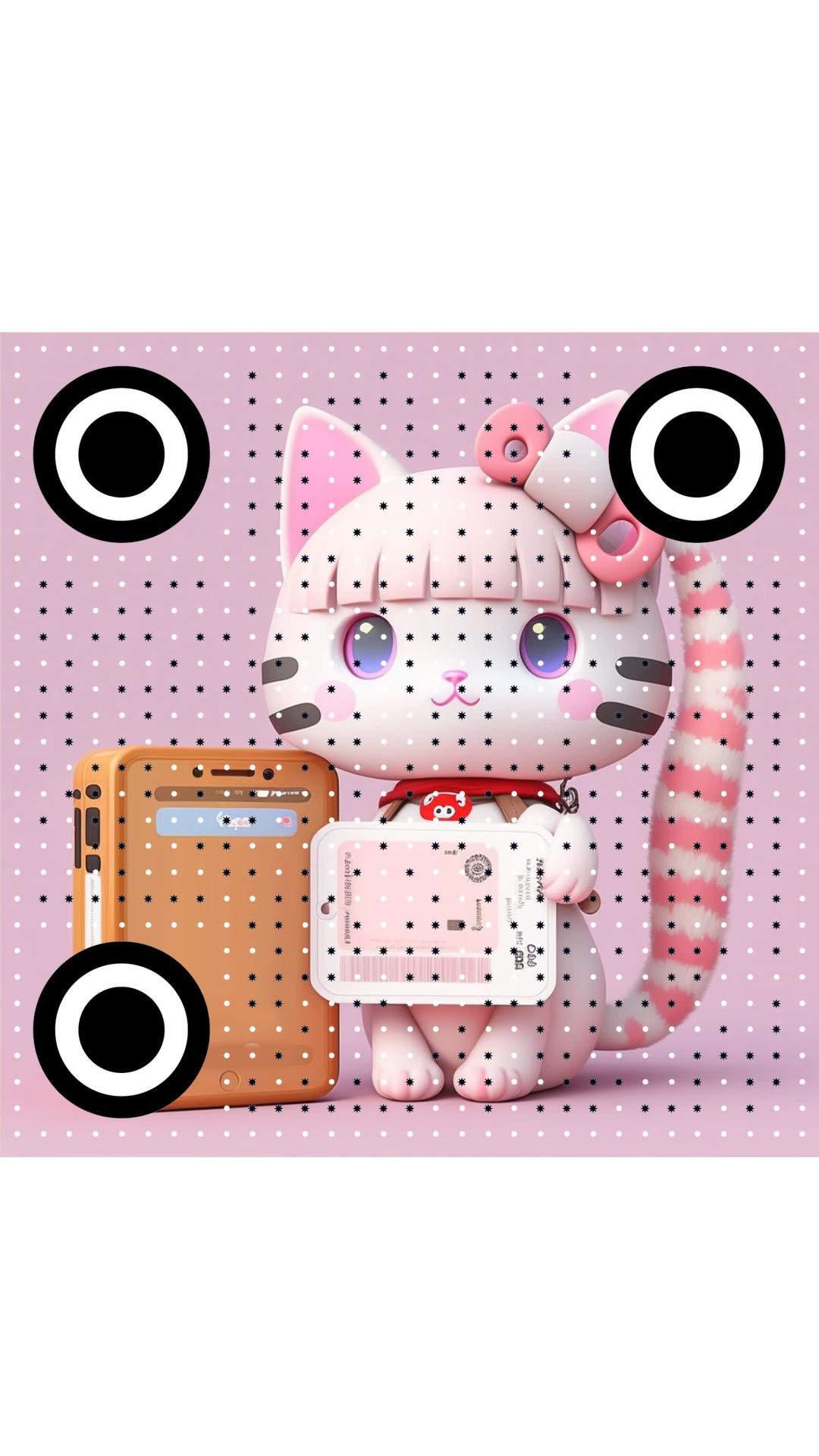 可爱粉色猫形少女DIY背景扫码加好友求关注二维码生成器-平面静态-手机海报