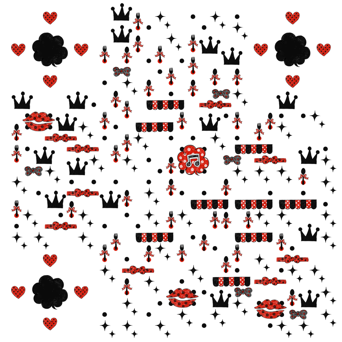趣味线描黑红可爱手绘涂鸦二维码生成器-平面静态-无背景码