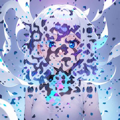 蓝紫碎发少女AI创意码二维码生成器-正方形图-AI