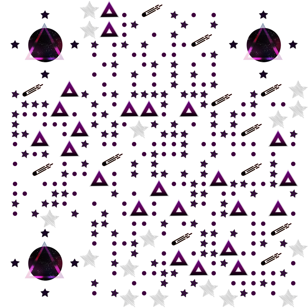 浩瀚星空梦幻紫色宇宙唯美星星二维码生成器-平面静态-无背景码