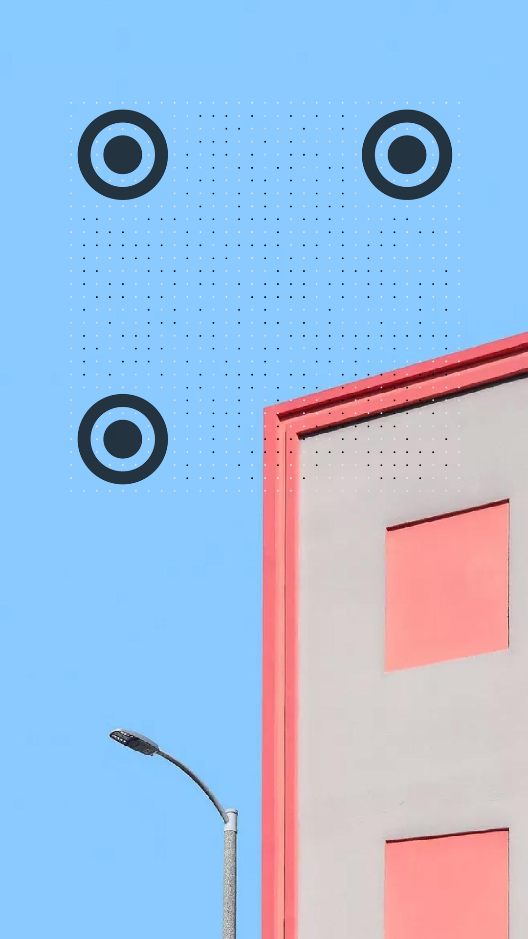 小圆框简约天空红房子二维码-手机壁纸-平面静态
