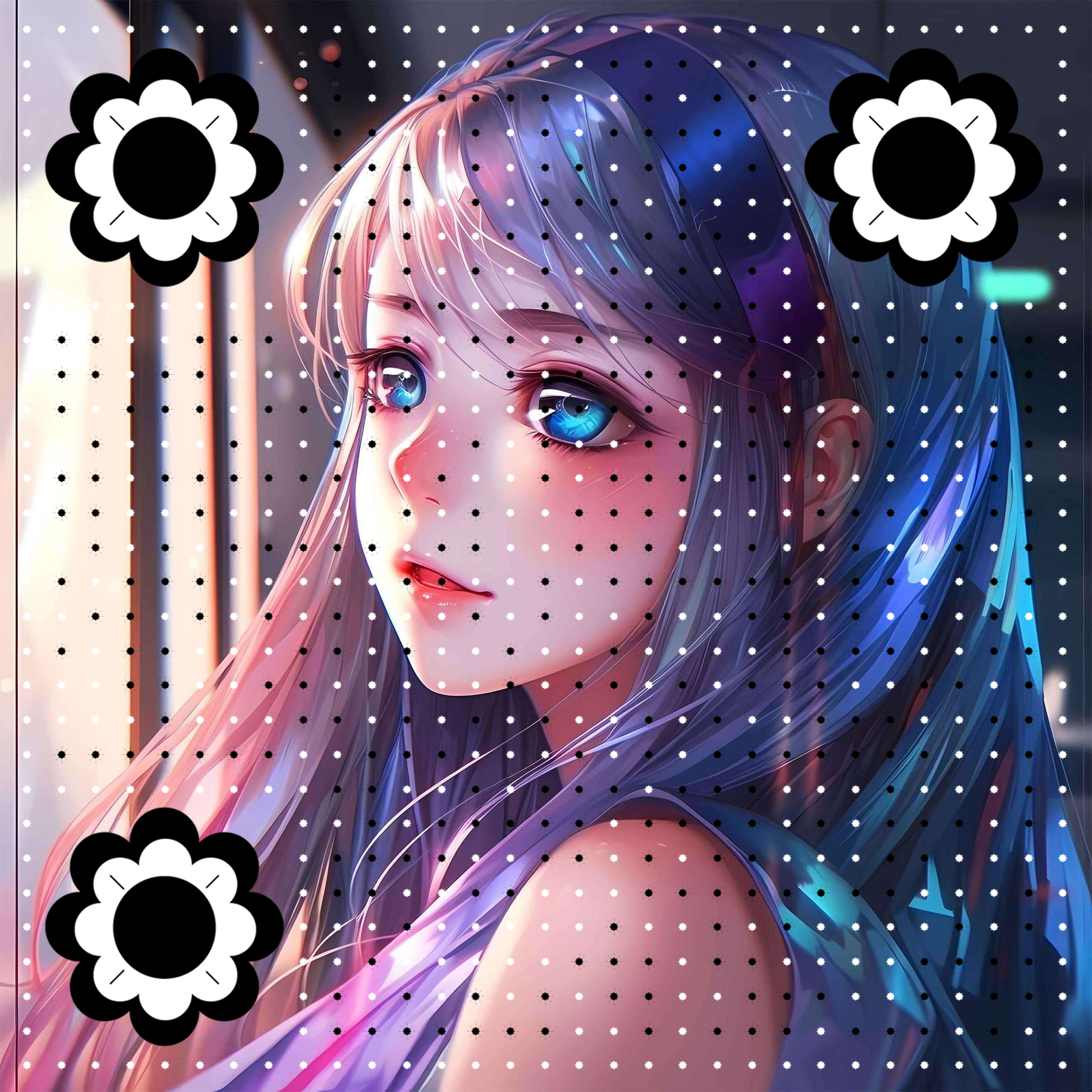 动漫女孩可爱蓝色眼睛二维码生成器-平面静态-正方形码