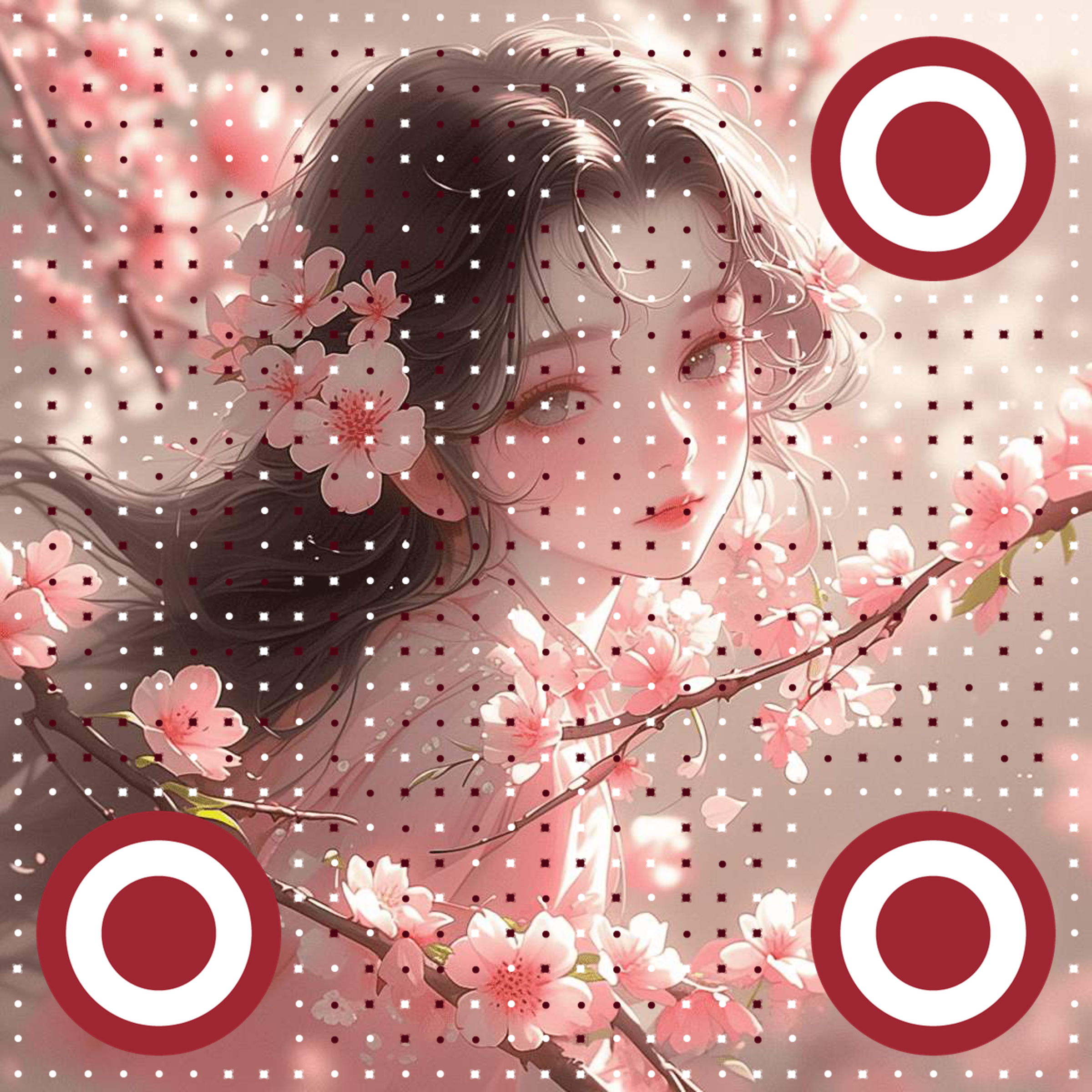 浪漫朦胧感樱花女神动漫插画二维码生成器-平面静态-正方形码