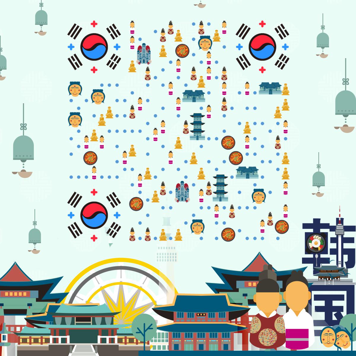 韩国特色旅行美食文化之旅二维码生成器-平面静态-正方形码