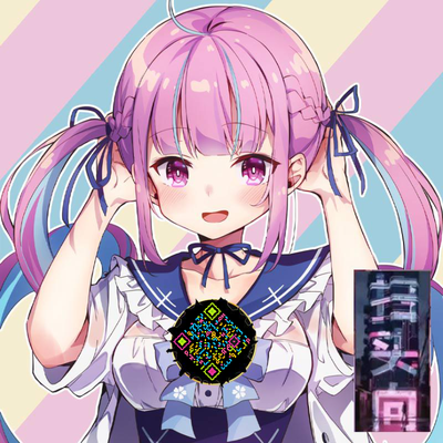 泡泡头图卡通颜色丰富粉色双马尾女孩头像五彩丝带过审二维码二维码生成器-平面静态-正方形码