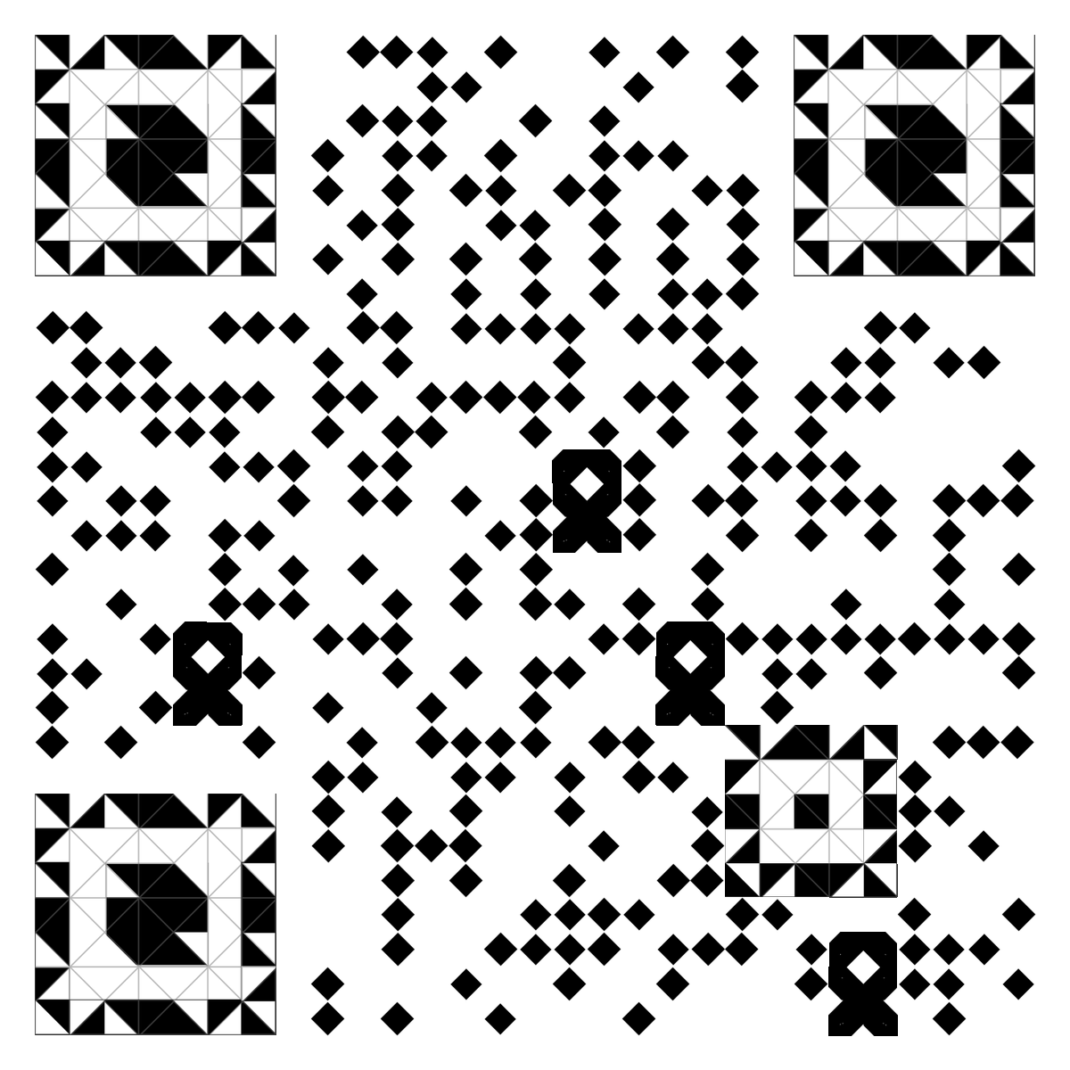 菱格黑白图形时尚七巧板二维码生成器-平面静态-无背景码