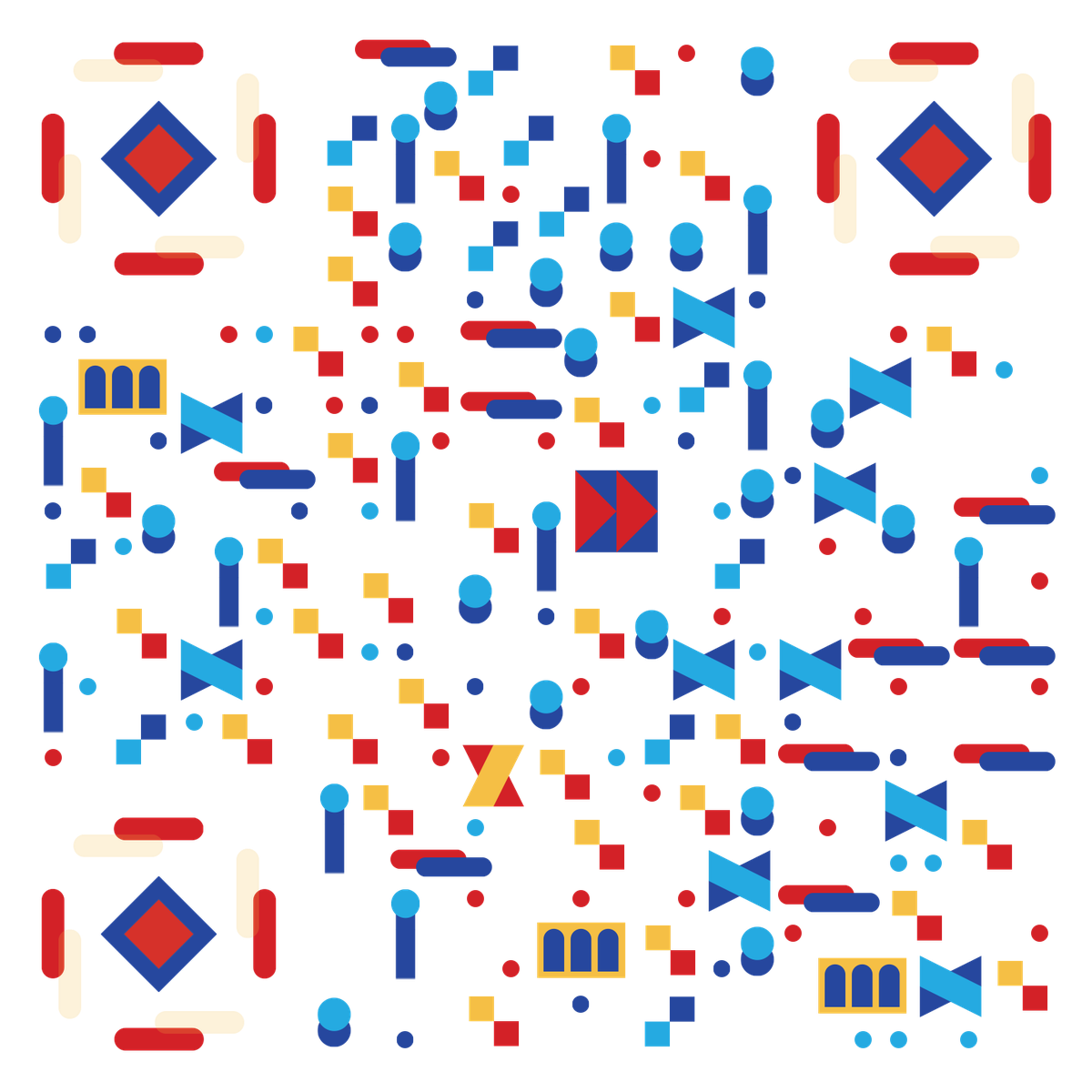 图形系列红蓝黄艺术图案几何二维码生成器-undefined-undefined