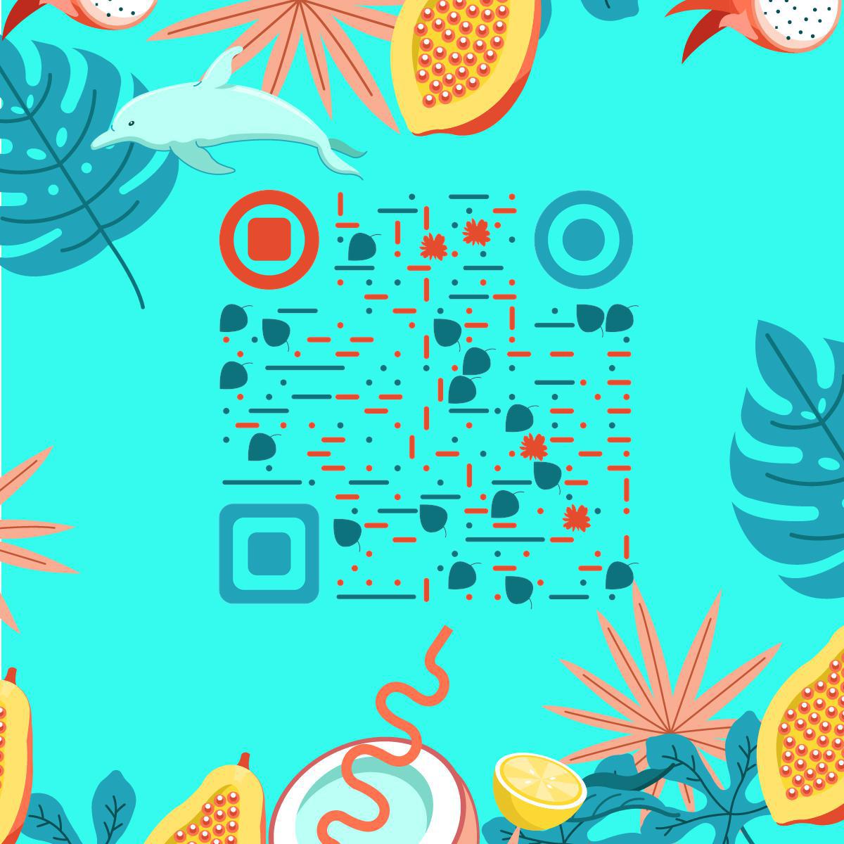 热带水果夏日乐悠悠二维码-正方形码-平面静态