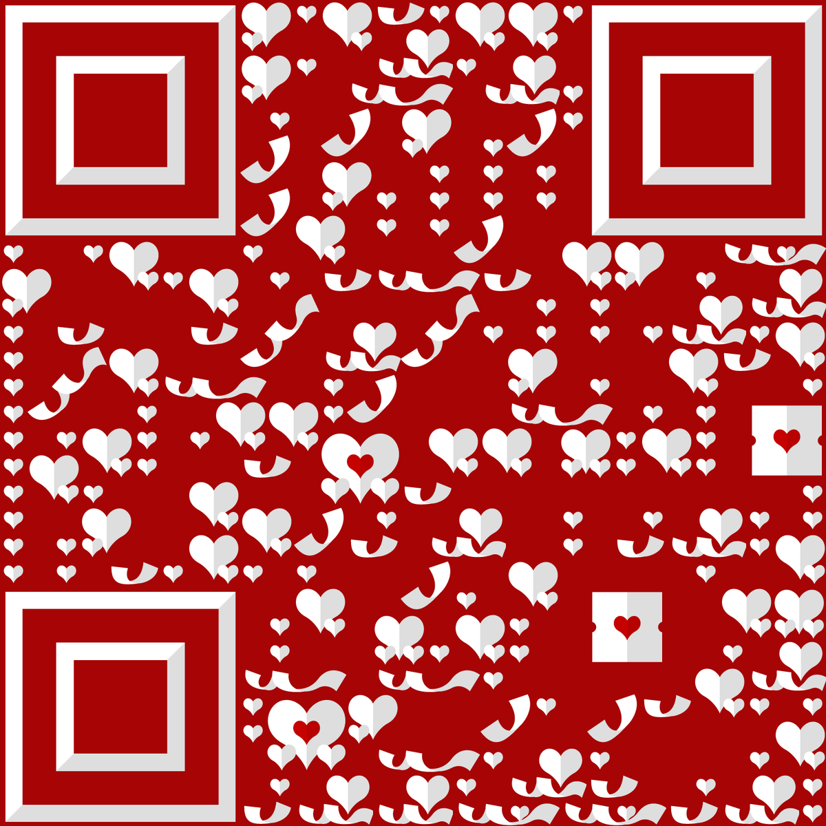以爱之名卷曲丝带白色折纸红色卡片二维码生成器-平面静态-无背景码