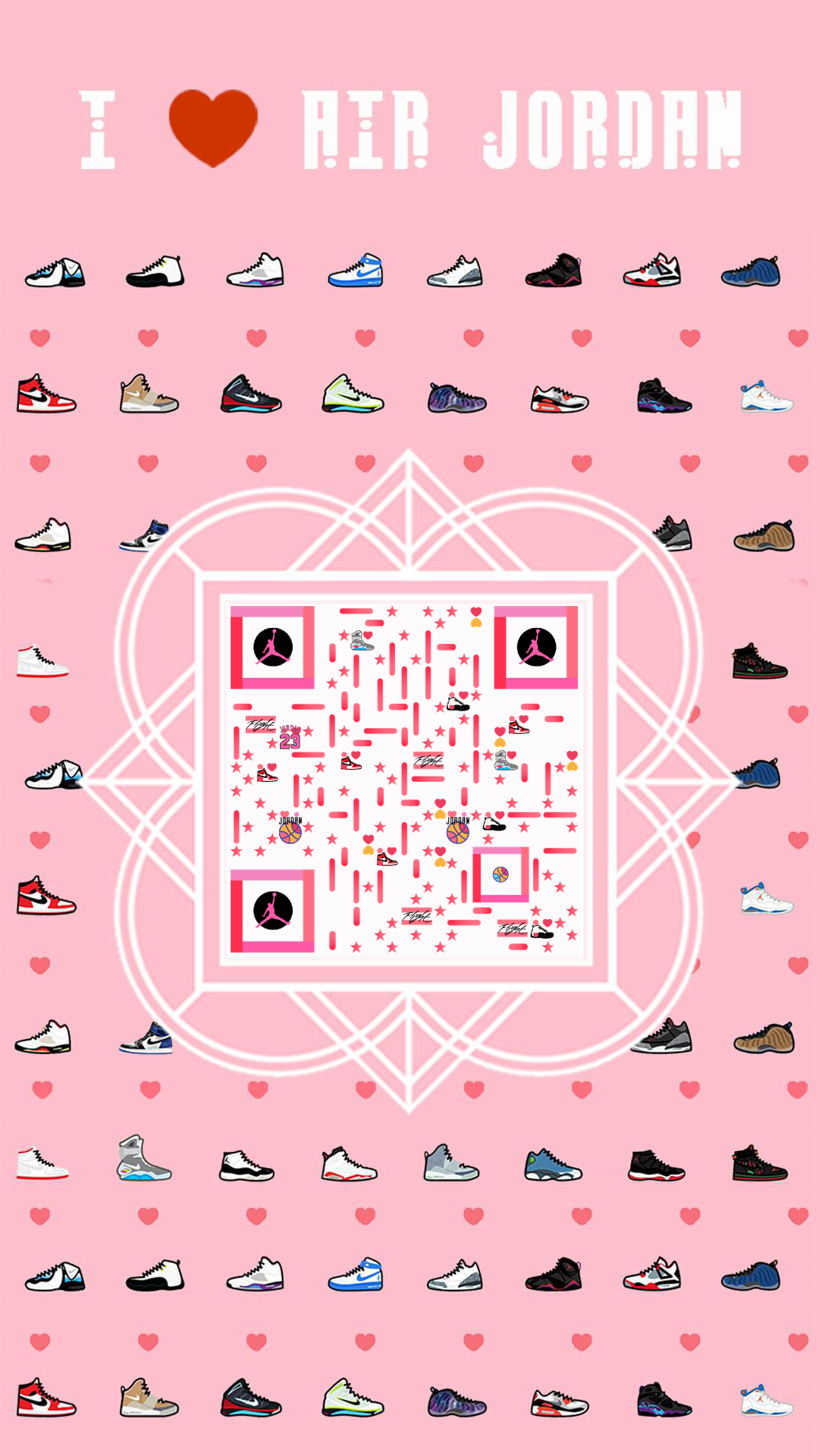 JORDAN鞋子粉色运动体育健身二维码生成器-平面静态-手机壁纸