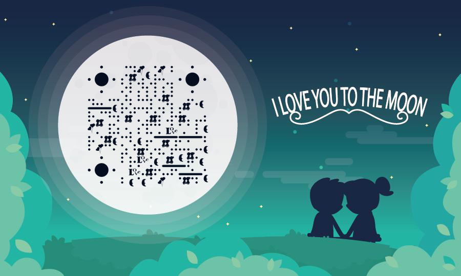 月光下的背影爱情浪漫月亮剪影二维码生成器-平面静态-公众号图