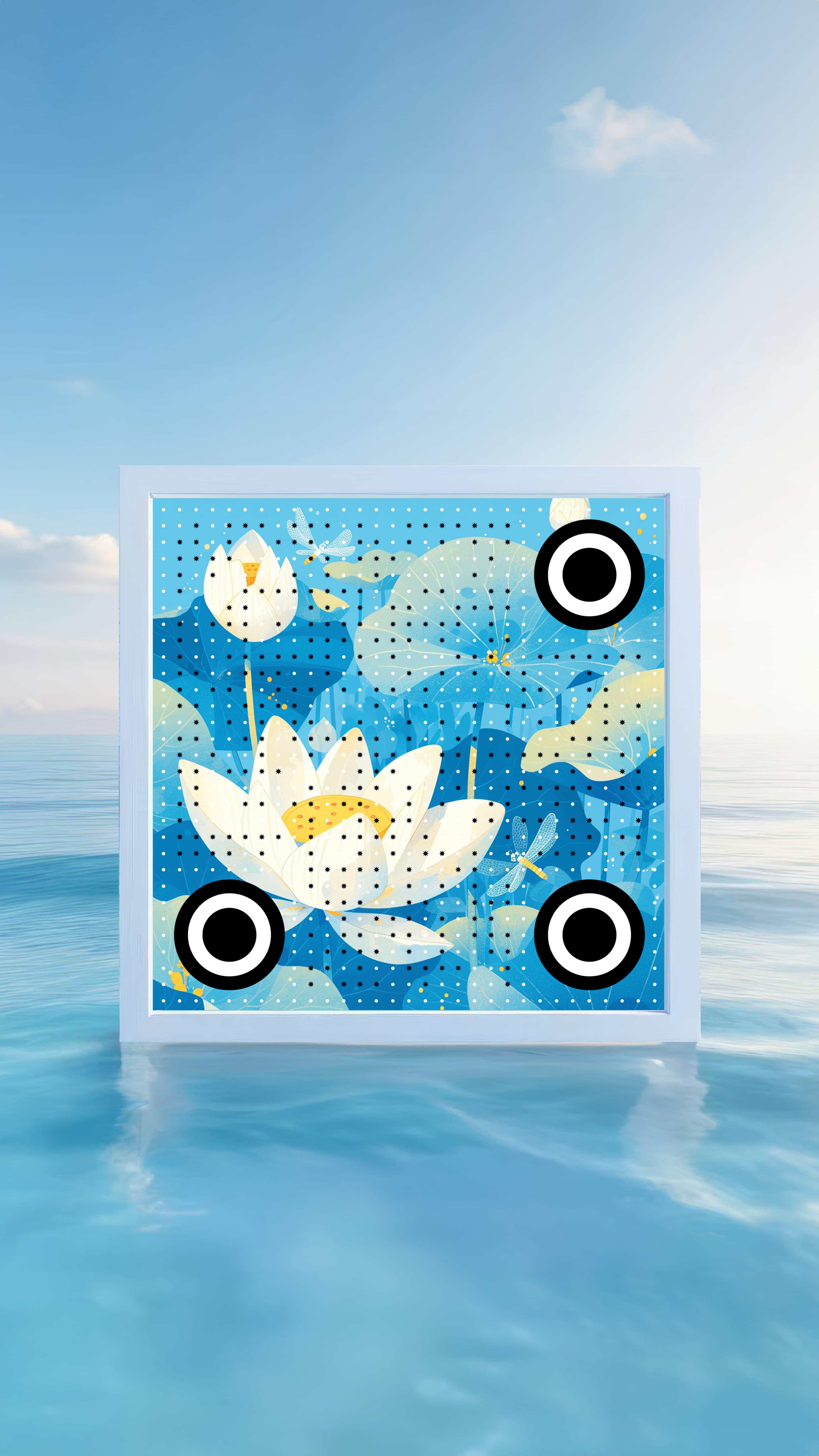 冥想清新浅蓝荷花海面相框二维码生成器-平面静态-手机海报