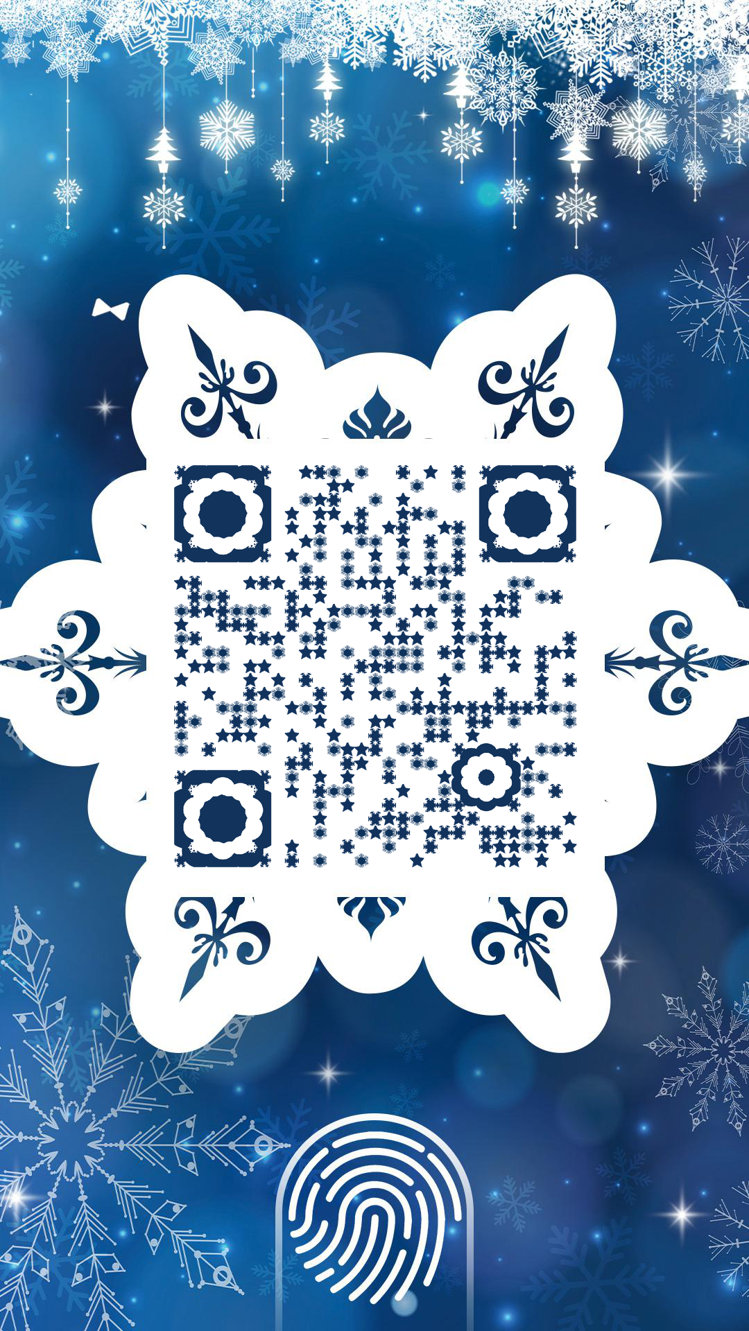 雪花蓝色冬天下雪星星蓝色二维码生成器-平面静态-手机壁纸