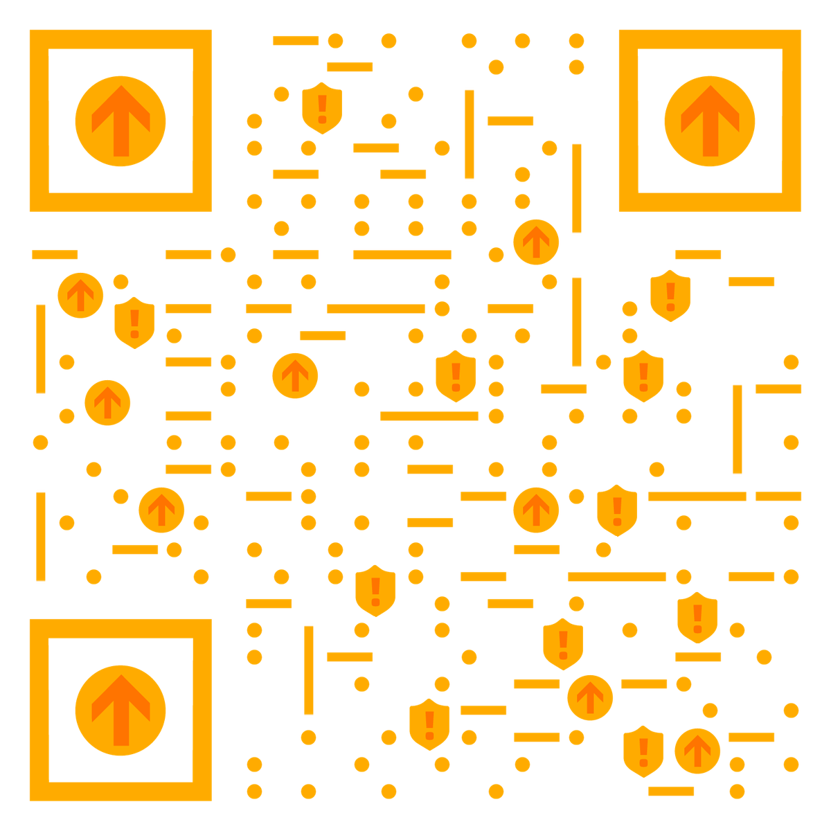 基础几何黄色盾牌警示健康码二维码生成器-平面静态-无背景码