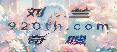 抖音快手三分割作品封面窗边的蓝发少女与波斯菊AI艺术字-第九工场字体生成器
