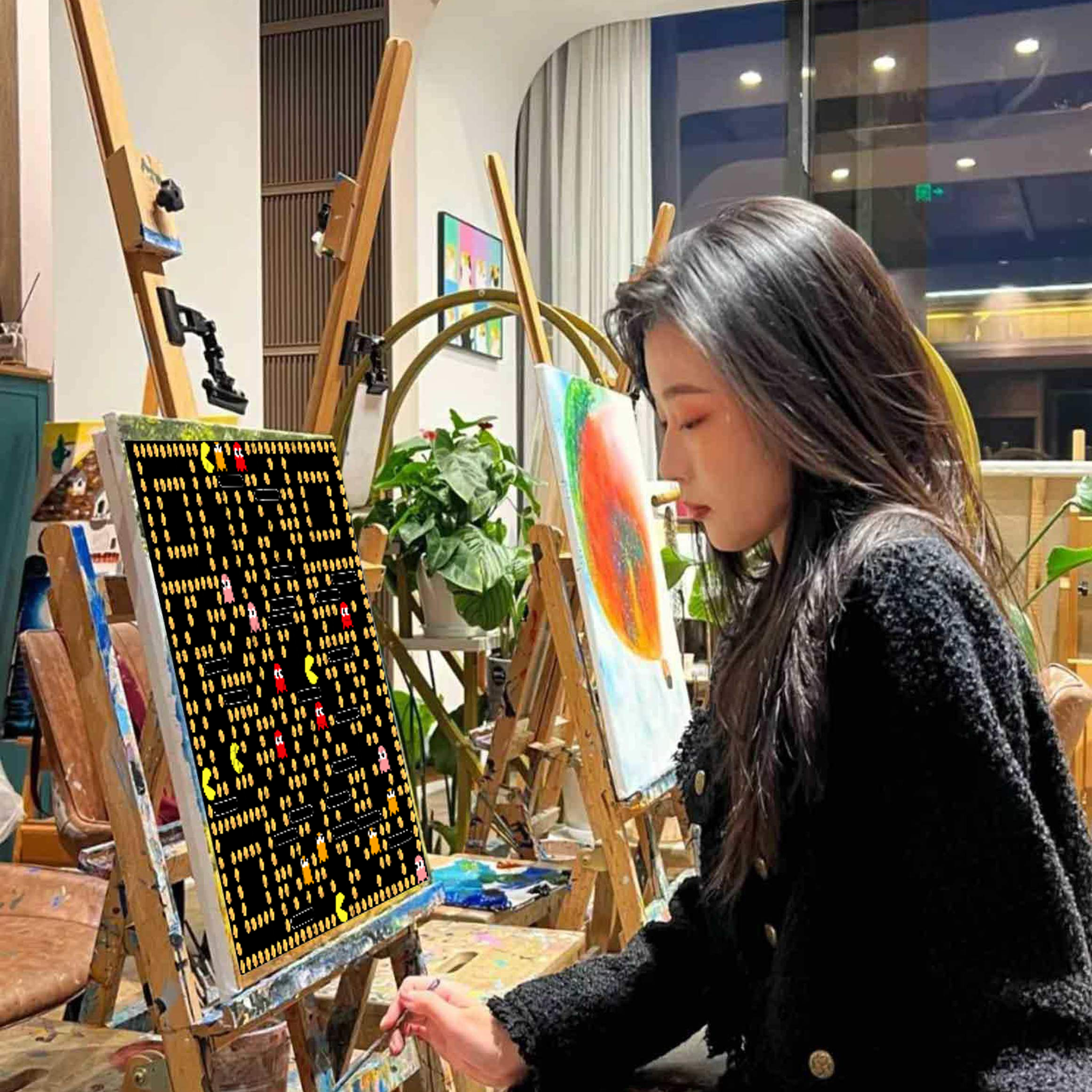 微博动态画板美女吃豆人创意二维二维码生成器-平面静态-正方形码