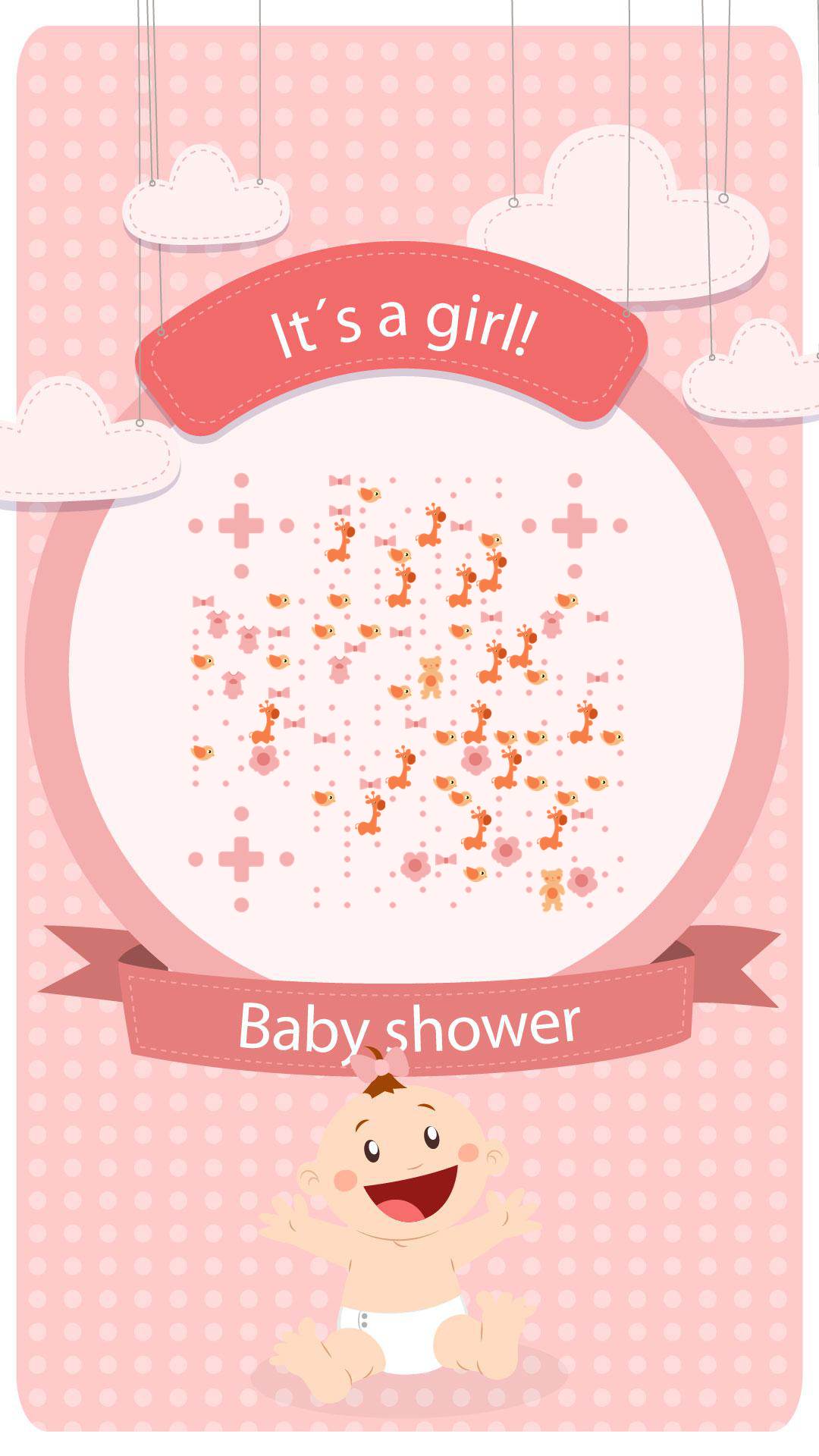 粉色母婴用品儿童关怀二维码生成器-平面静态-手机壁纸