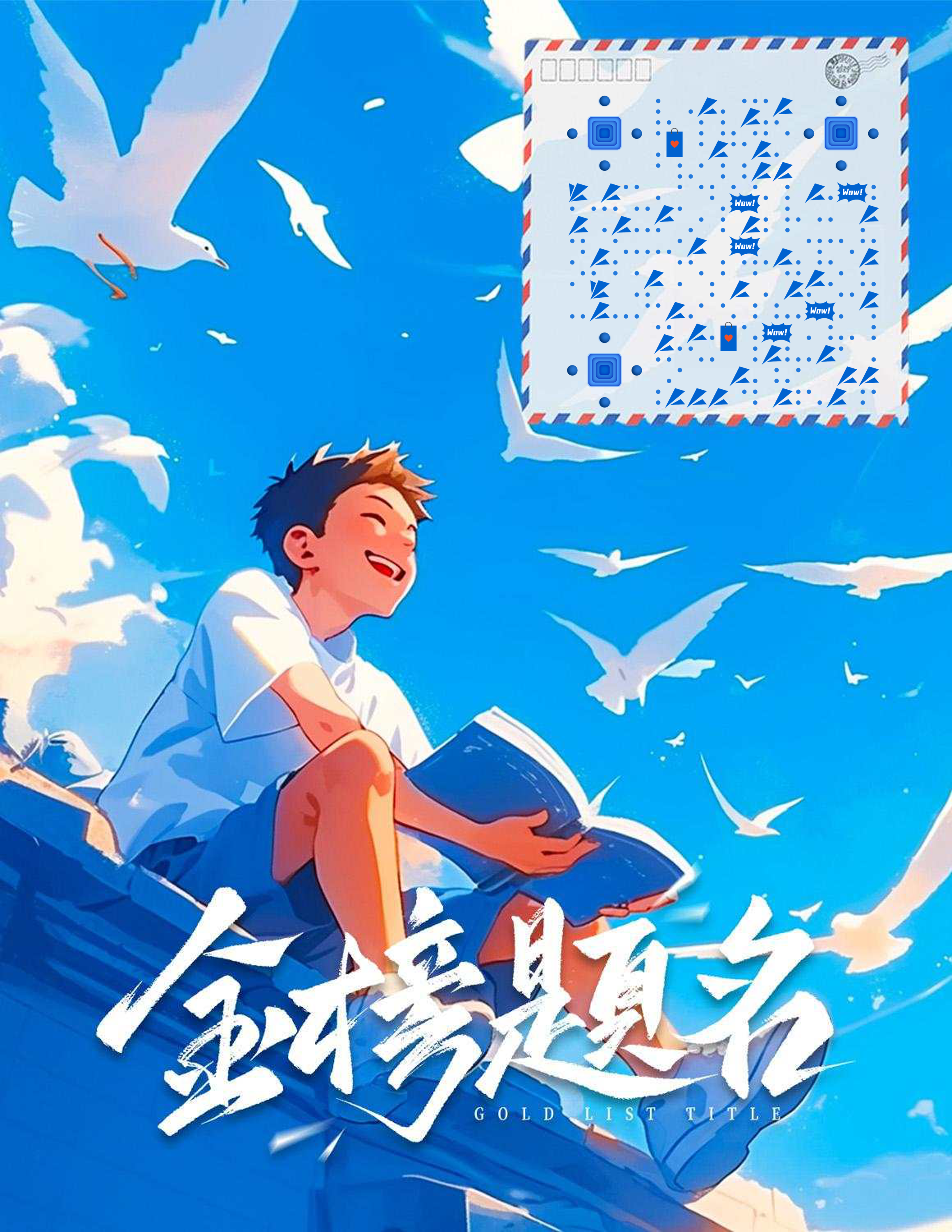 毕业季金榜题名微笑男孩二维码生成器-平面静态-微信名片