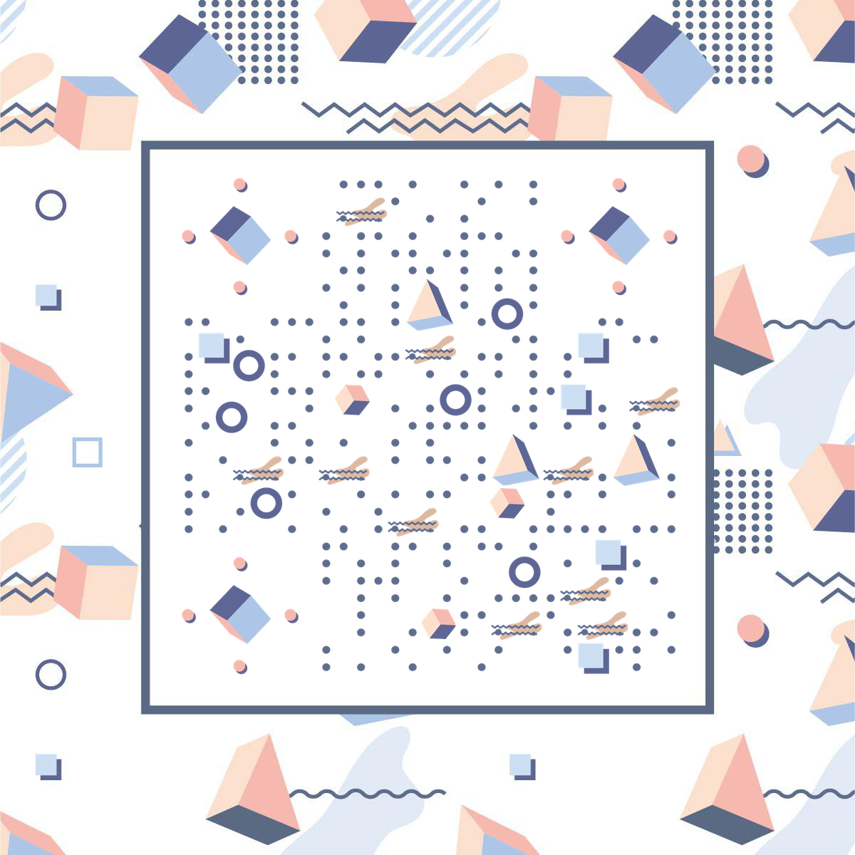 简约立方体旋转几何拼贴二维码生成器-平面静态-正方形码
