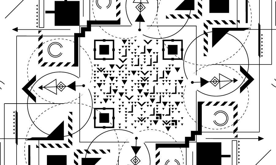 黑白几何图形简约线条上午二维码生成器-平面静态-公众号图