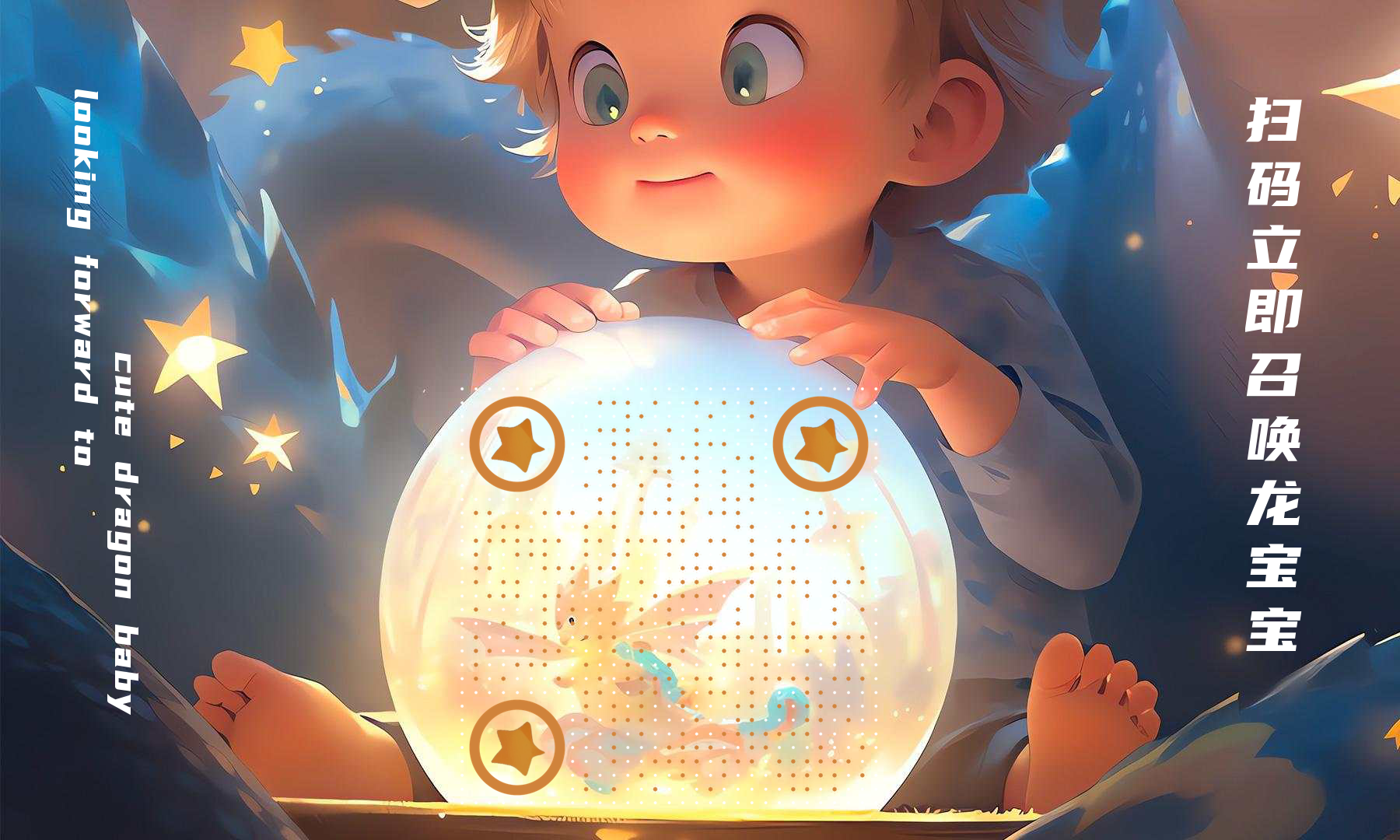 龙宝宝水晶球系列插画（一）二维码生成器-平面静态-公众号图