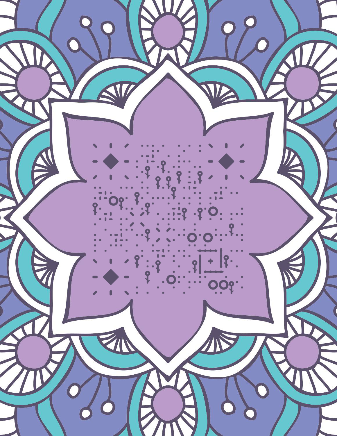 时尚紫色花纹花朵印花艺术复古二维码生成器-平面静态-微信名片
