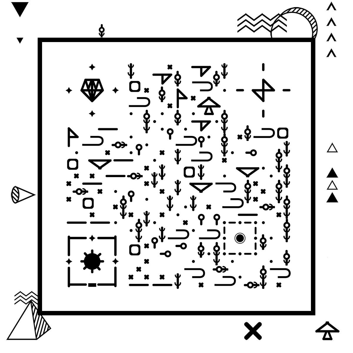 黑白简约线条线性极简几何图形二维码生成器-平面静态-正方形码