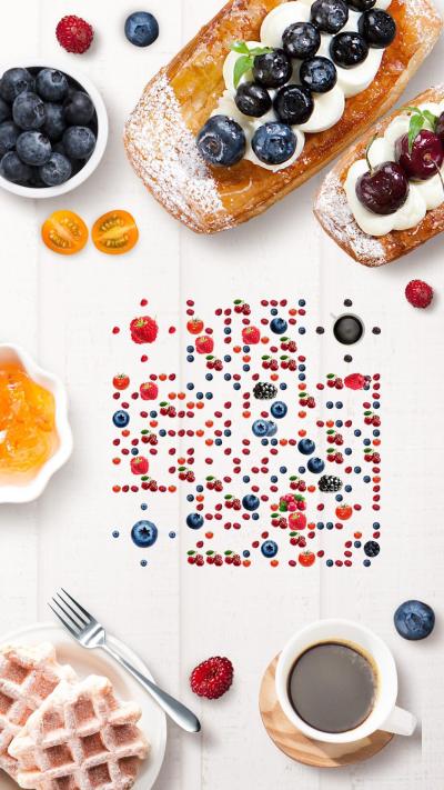 实物面包咖啡水果点心下午茶二维码生成器-平面静态-手机海报