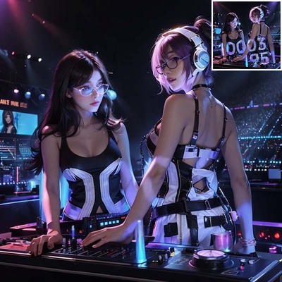 抖头双人 DJ 打碟 AI 艺术字-第九工场字体生成器