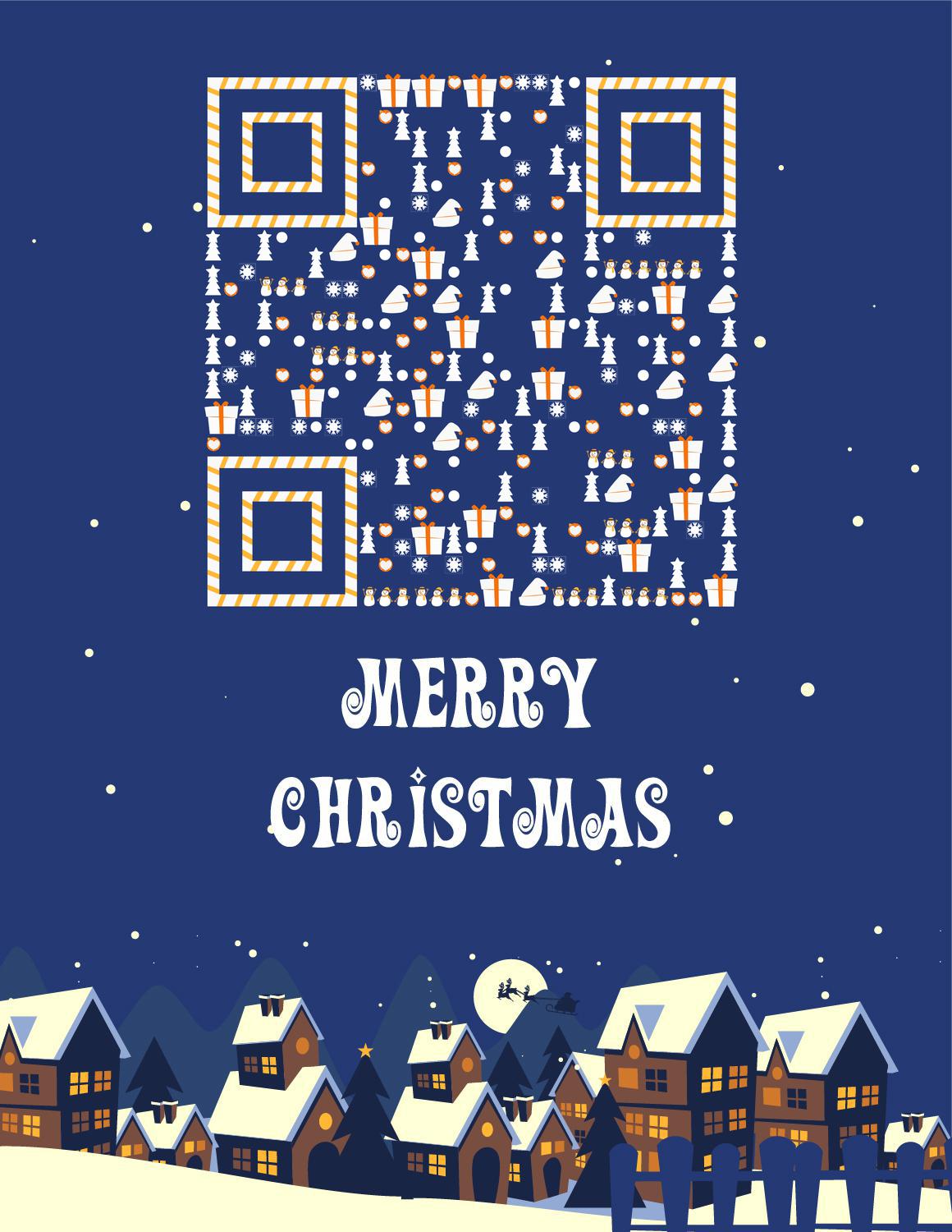 圣诞节下雪天圣诞老人礼物冬天二维码生成器-平面静态-微信名片