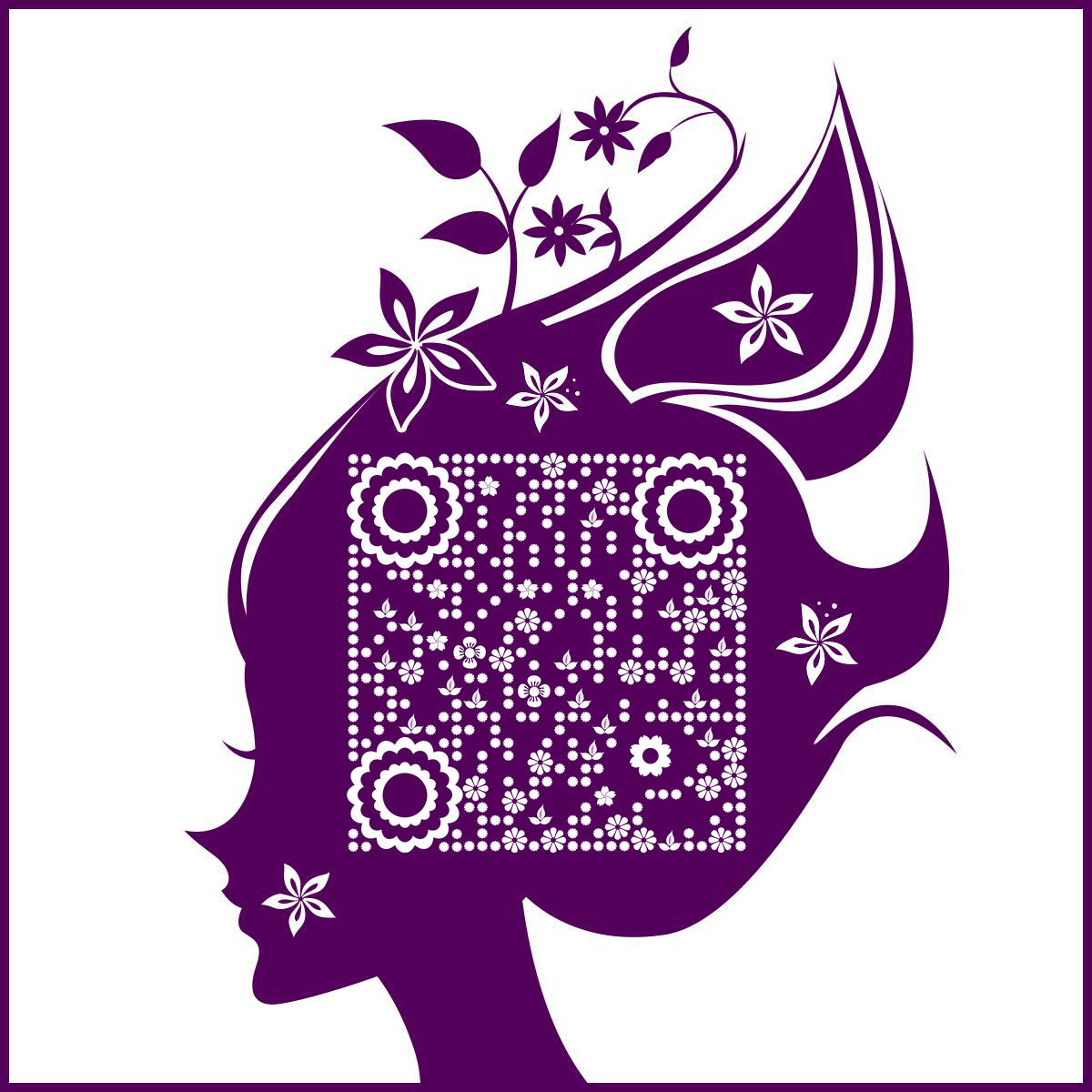 花影花朵紫色女人梦幻剪影花纹二维码生成器-平面静态-正方形码