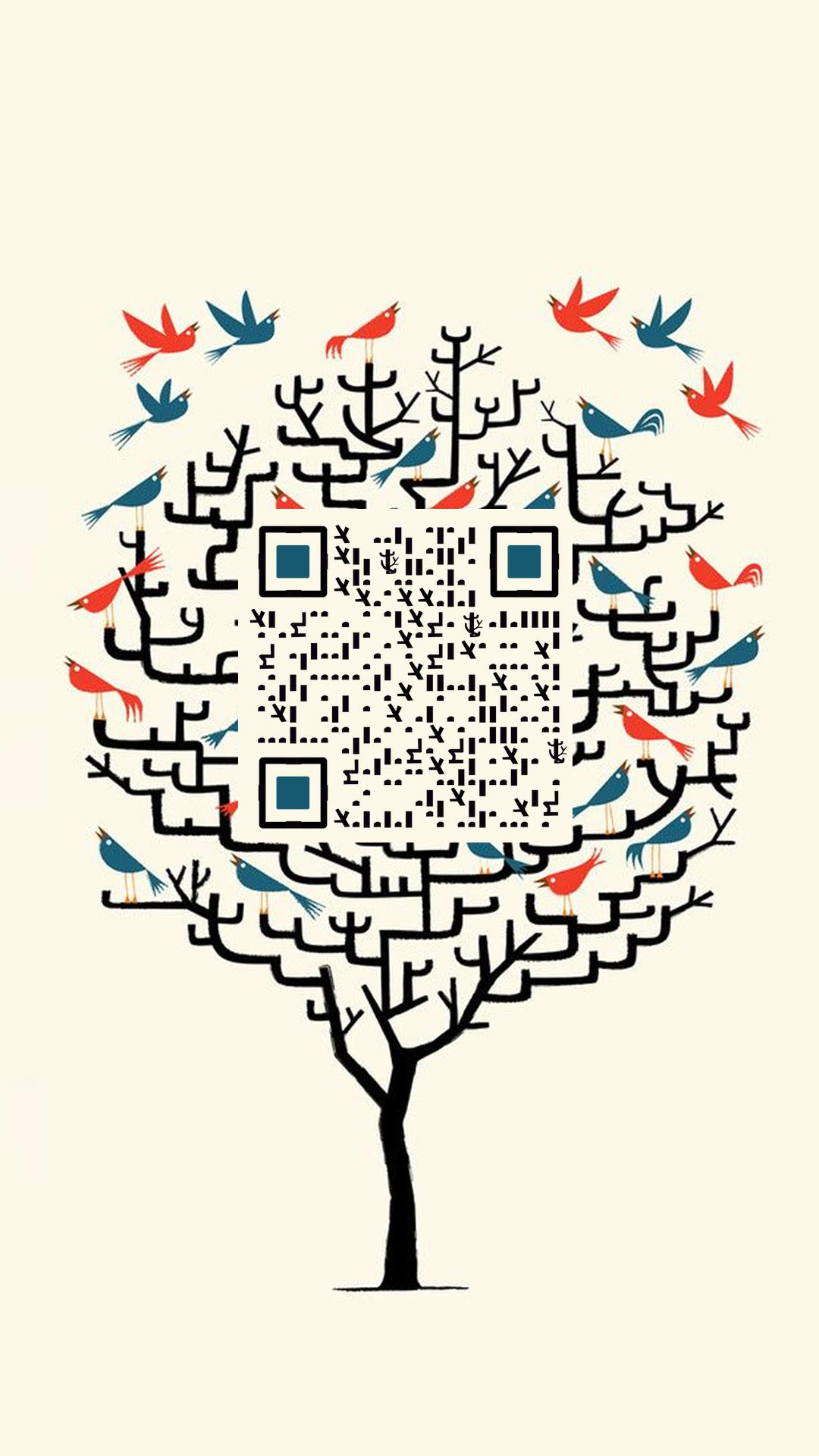 环保大树小鸟森林创意简约二维码生成器-平面静态-手机海报